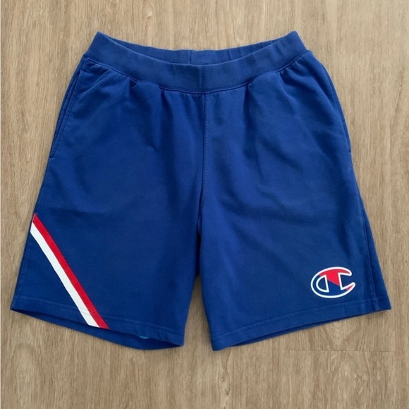 Champion Royal Blue Shorts with Logo and Stripe - Picture 1 of 5